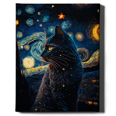 Image de Oh Art  - Peinture par numéros Set Chat Art - 40x50cm, avec cadre en bois et pinceaux DIY