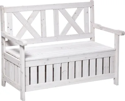 Produktbild von Sitzbank Mit Stauraum 2-Sitzer Gartentruhe Truhenbank Kissentruhe Aufbewahrung Weiß 115 X 61 X 85 Cm