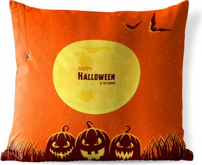 Produktbild von MuchoWow® Outdoor Kissen - Eine Illustration des Vollmonds an Halloween - 45x45 cm - Wetterfest - Lounge Kissen - Fotokissen - Dekoratives Kissen