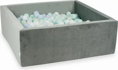 Immagine prodotto di Piscina di palline 600 pezzi 110x110x40 Grigio velluto: azzurro, perla, menta chiaro, opalescente, bianco