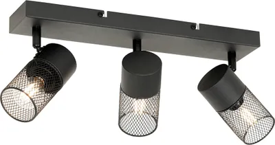 Produktbild von QAZQA - Industrie I Vintage I Industrie I Vintage Ir Deckenstrahler schwarz 3-flammig Spotbalken-flammig verstellbar - Jim I Wohnzimmer I Schlafzimmer - Stahl Länglich - LED geeignet E14