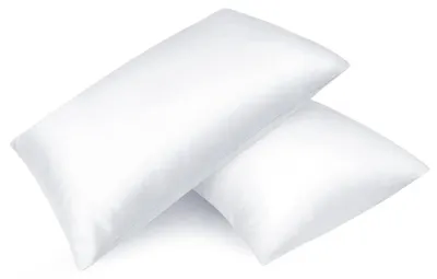 Produktbild von Set mit 2 Satin-Kissenbezügen, hochwertige Kissenbezüge für Haar- und Hautpflege, seidig weich mit Reißverschluss, weiß, 40 x 80 cm