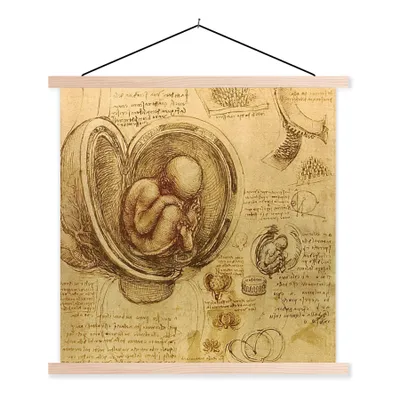 Produktbild von MuchoWow® Textilposter Leonardo da Vinci 120x120 cm mit holzfarbenen Rahmen - Textil-Poster