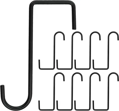 Productafbeelding van 8 stuks tuinhaken, 15,2 cm, hekhaken voor plantenhouder, muur, herdershaak, houder voor verlichting, bloemenhanger, rankrooster, S-haak, groot (zwart)