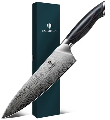 Immagine prodotto di SANMEIHO: Coltello da cucina professionale, realizzato in acciaio polverizzato, stile giapponese, 20 cm