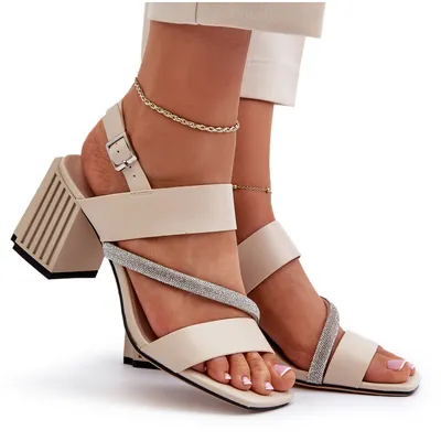 Zdjęcie produktu dla Damskie Eleganckie Sandały Na Słupku Beżowe D&A MR38-549 37