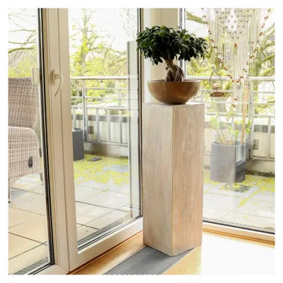 Produktbild von Holzsäule Dekosäule Podest Ständer Sockel Blumenständer Weiß/Whitewash 75 cm