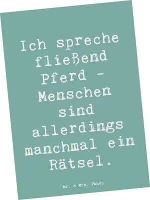 Produktbild von Mr. & Mrs. Panda Postkarte Spruch Reiten und Rätsel - Meeresbrise - Geschenk, Postkarten, Ansichtskarten, Ansichtskarte, Sportler, Pferdesport, einzelkarte, Sportart