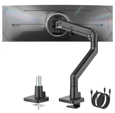 Zdjęcie produktu dla Ramię do monitora Gasveer - dla monitorów o przekątnej od 17 do 57 cali - maksymalne obciążenie do 27 kg - metal, kolor czarny