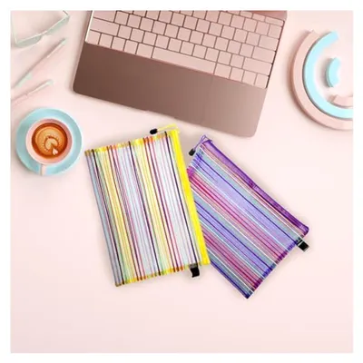 Produktbild von 6er Set Reißverschluss-Mesh-Taschen, A4 Dokumententaschen, bunte Netztaschen für Büro, Schule, Haushalt und Reisen