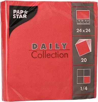 Produktbild von PAPSTAR Cocktail-Servietten 240 x 240 mm 3-lagig rot 20 Stück