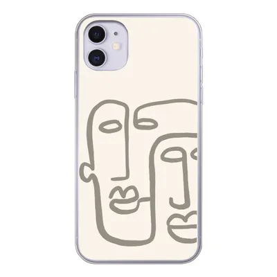 Produktbild von MuchoWow® Handyhülle Schutzhülle Hülle für iPhone 11 Gesicht - Abstrakt - Strichzeichnung Silikon Softcase Handy Hülle - Handytasche