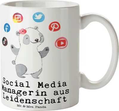 Produktbild von Mr. & Mrs. Panda Kaffeetasse Social Media Managerin Leidenschaft - Weiß - Geschenk, Tasse, Kaffeebecher, Kaffeepott, Becher, Pott