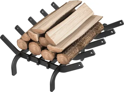 Productafbeelding van JOIEYOU Kachelrooster, ovenrooster, haardinzetstuk voor haard met rooster, voetstukken, houtskoolrooster, houtrooster, brandstofhouder, frame, houder voor hout tot 50 kg, geschikt voor binnen- en buitengebruik, 30x42x12 cm
