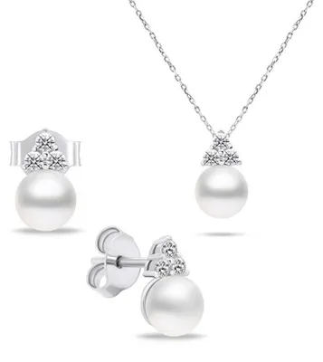 Produktbild von Zeitloses Echtperlen-Schmuckset SET228W (Ohrringe, Halskette)