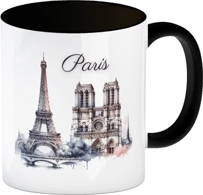 Produktbild von Wahrzeichen Paris Kaffeebecher in schwarz