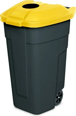 Produktbild von 100 Liter Tonne mit Einwurföffnung im Deckel, BxTxH 510x550x850 mm,schwarz/beige