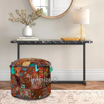 Produktbild von Fußbank Patchwork, ergonomisches Design, 46x46x33 cm, für Wohnzimmer