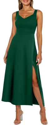 Image de Robe cocktail longue à col en V avec fente