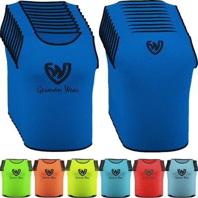 Produktbild von 10x Fußball Leibchen Trainingsleibchen Markierungshemd Fußballleibchen für Kinder Jugend und Erwachsene, Farbe:Königsblau, Bibs:Mini (S)