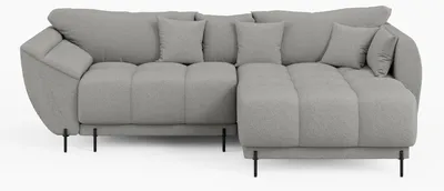Produktbild von Ecksofa LEGRO Rechts Grau Bouclé-Stoff L-Form Couch mit Schlaffunktion & Bettkasten
