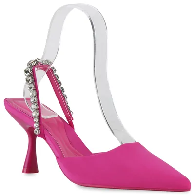Produktbild von VAN HILL Damen Pumps Slingpumps Stiletto Party Strass Schuhe 840039, Farbe: Fuchsia, Größe: 37