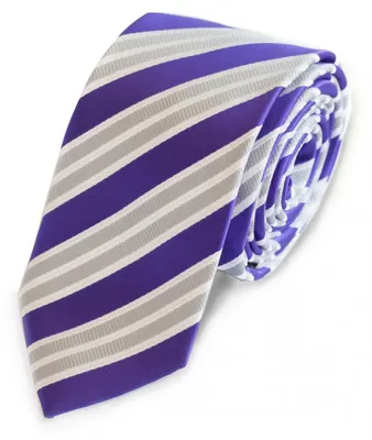 Produktbild von Fabio Farini - 1 Stück Herren Krawatte Lila - verschiedene Lila Männer Schlips in 6cm Schmal (6cm), Lila Grau Weiß - Amethyst/Baumwolle