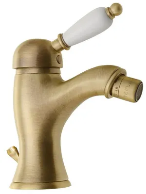 Produktbild von Sapho KIRKÉ WHITE Bidetarmatur mit Ablauf, weißer Hebel, Bronze