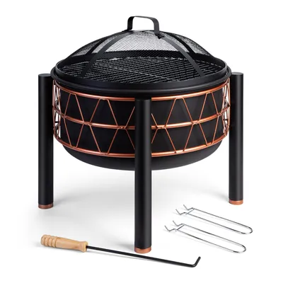 Produktbild von VonHaus 2-in-1 Feuerschale aus Stahl, BBQ Schürhaken & Grillrost für Garten/Terrasse