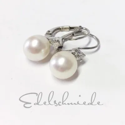 Produktbild von Ohrhänger 585/- Weißgold mit weißer Perle+ Diamant 0,04ct
