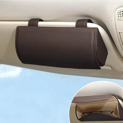 Immagine prodotto di Porta occhiali da sole per auto parasole auto occhiali organizer box veicolo accessori occhiali copertura donna uomo marrone taglia unica