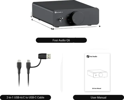Zdjęcie produktu dla Audio DAC, chipset XMOS XU316, odtwarzanie w wysokiej rozdzielczości, Q6
