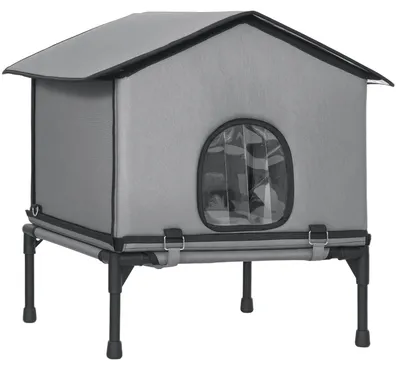 Produktbild von PawHut Katzenhaus klappbar Katzenhütte mit Kissen, Erhöhtes Katzenhöhle