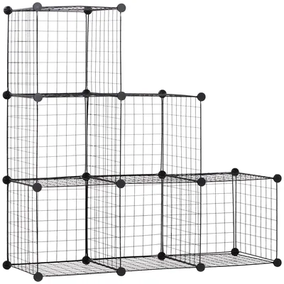 Produktbild von HOMCOM Steckregal, Regalsystem mit 6 Fächern, DIY Würfelregal aus Drahtgitter