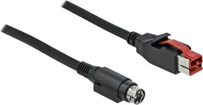 Obrázek produktu pro DeLOCK PoweredUSB kabel samec 24 V > Mini-DIN 3 pin samec 1 m pro POS tiskárny a terminály, Černá, PoweredUSB, Hosiden Mini-DIN 3-pin, 1 m, Samec/samec, 1 kusů