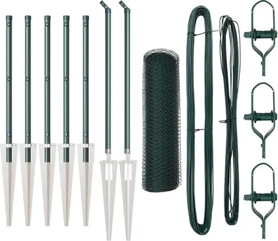 Produktbild von Möbel Sechseckzaun Grün 0,8x10 m Stahl, Zaunpfosten mit Spitze 7 Stück Ø32 mm 100 cm Verzinkter Stahl - Zaunzubehör 3353054