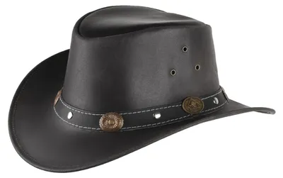 Scippis wetterfester Western-Lederhut Reno mit Antik-Conchos in schwarz
