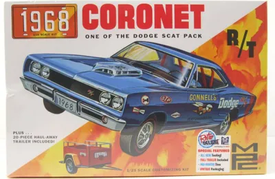Produktbild von MPC 975 Dodge Coronet R/T Hardtop 1968 mit Anhänger Kunststoffbausatz 1:25