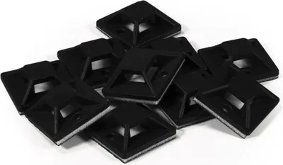 Produktbild von Kabelsockel McPower für Kabelbinder 20x20mm schwarz selbstklebend 10er-Pack