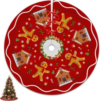 Productafbeelding van Kerstboomrok - Decoratie Mat - Feestelijke Aankleding - Zachte Stoffen - 26 x 17 cm - Rood