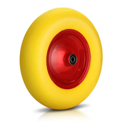 Produktbild von EINFEBEN Ersatzrad Schubkarrenrad Reifen mit Schlauch 4.80/4.00-8 - Ø 390 x 95 mm - bis 200 kg - Stollenprofil - gelb- Ersatzreifen Decke Mantel