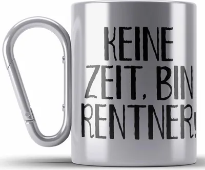 Produktbild von Trendation - Rentner Edelstahl Tasse Karabiner Geschenk Ruhestand Frau Mann Renteneintritt Geschenke für Männer Frauen Lustig Rentnerin Pensionierung Kollegin (Silber)