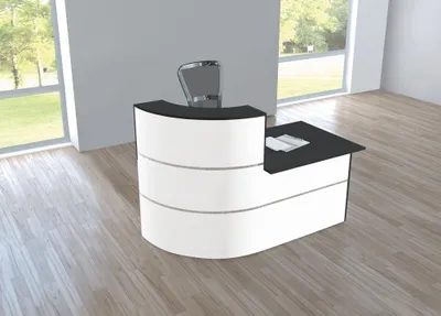 Image de Comptoir d'accueil design Comptoir de réception Cento 1,8 m Blanc Anthracite