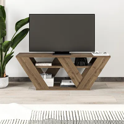 Produktbild von DECORTIE Pipralla Moderner TV-Ständer Multimedia-Center, TV-Element, Dunkel Eiche Effekt, 110 x 30 x 40 cm