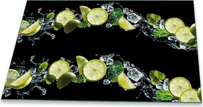 Produktbild von Herdabdeckplatte Glaskeramikfeld Spritzschutz Glas Universal Deko 80x52 Obst Schwarz