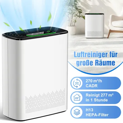 Produktbild von KNKA Pro Luftreiniger Allergiker mit HEPA Luftfilter gegen von Staub Pollen und Tierhaaren entfernen, CADR 270m³/h für 70㎡ Raucherzimmer