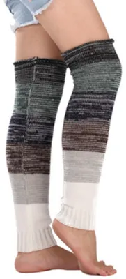 Produktbild von Damenmode Winterleggings Stiefel Lange Beinwärmer Strick Häkelstrümpfe Gestrickte warme Oberschenkelhohe Strümpfe