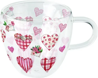 Produktbild von Doppelwandiger Glasbecher Ø 10 h 9,5 cm Herzen Blumen Valentinstag Muttertag Liebe Double-walled glass 0.2 L Lovely hearts