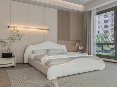 Productafbeelding van Modernes Weißes Schlafbett Designer Gold Verzierung Doppelbetten