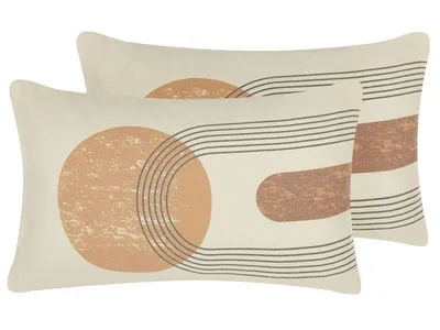 Obrázek produktu pro BELIANI Sada 2 dekorativních polštářů vícebarevné 30 x 50 cm s geometrickým vzorem snímatelné potahy se zipem moderní boho styl
